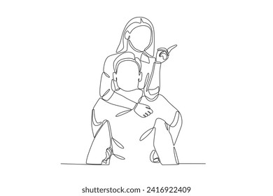 A man holding his girlfriend. Couple one-line drawing