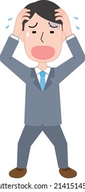 A man holding his head