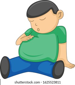 
a man is holding his stomach due to satiety cartoon vector