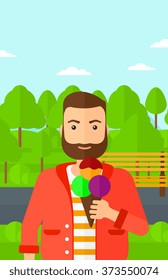 Man holding icecream.