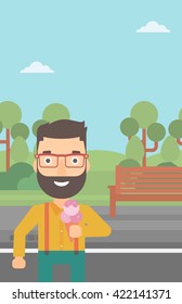 Man holding icecream.