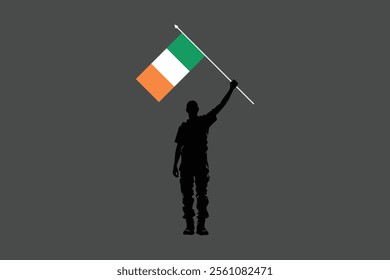 A Man holding an Ireland flag, Ireland flag vector graphic, Ireland country flag is a symbol of freedom, National Ireland flag, vector illustration
