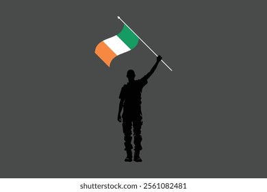 A Man holding an Ireland flag, Ireland flag vector graphic, Ireland country flag is a symbol of freedom, National Ireland flag, vector illustration
