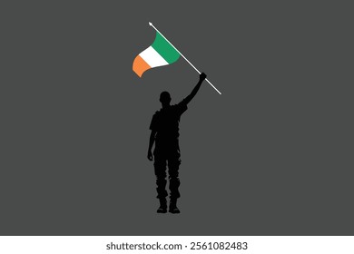 A Man holding an Ireland flag, Ireland flag vector graphic, Ireland country flag is a symbol of freedom, National Ireland flag, vector illustration
