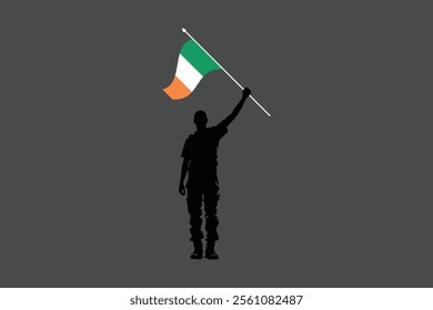 A Man holding an Ireland flag, Ireland flag vector graphic, Ireland country flag is a symbol of freedom, National Ireland flag, vector illustration
