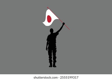 A Man holding a Japan flag, Japan flag vector graphic, Japan country flag is a symbol of freedom, National Japan flag, vector illustration
