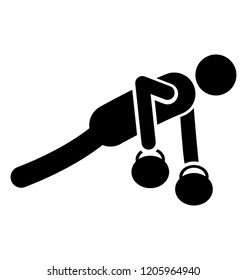 Man holding kettlebell and doing exercise