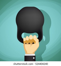 Man holding a kettlebell. Healthy lifestyle. Stock Vector cartoon illustration