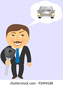 man holding key and dreaming about car