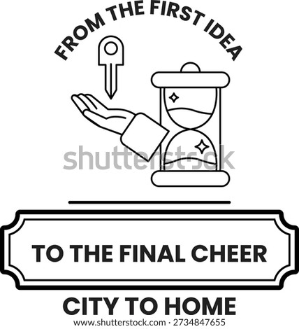 A man holding a key in front of a clock. The clock is a sand timer. The image is titled "To the Final Cheer"