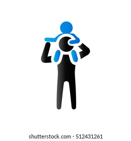 Man holding kid icon in duo tone color. Family gather holiday