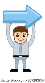 Man Holding Large Arrow - Cartoon Vector