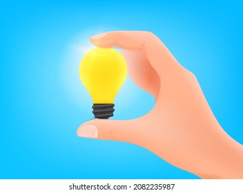 Man holding the light bulb in a hand. Idea concept