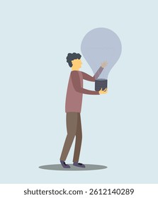 a man holding a light bulb illustration
