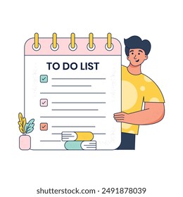 A man is holding a list that says to do list