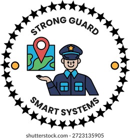 Um homem segura um mapa e sorri. A imagem é para Strong Guard Smart Systems. O homem é policial
