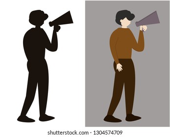 man holding megaphone