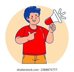 Man holding a megaphone announcement
