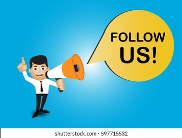 Man holding megaphone to speech, 