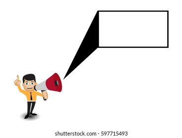 Man holding megaphone to speech, Speech template
