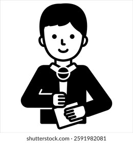 Man Holding Microphone Host Icon