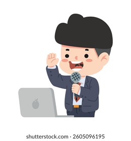 man holding a microphone speaking concept