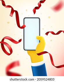 Man holding modern smartphone with blank screen in a hand. Mpck up with clipping path. You can ad any content on screen 