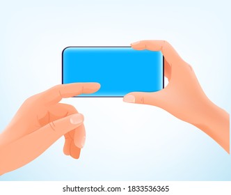 Man holding modern smartphone and tapping on the screen