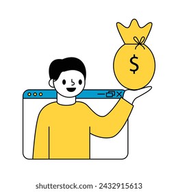Man holding money bag vector