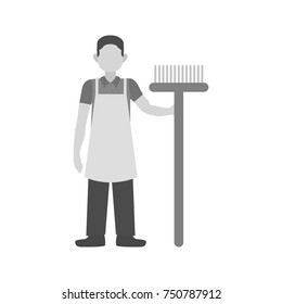 Man Holding Mop