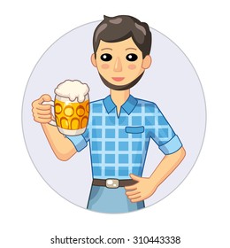 Man holding a mug of light beer icon.