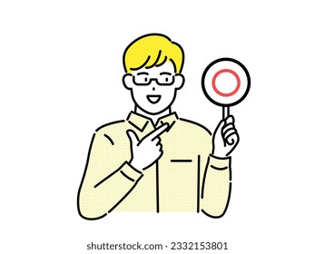 Man holding an O X sign