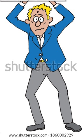 Man holding object up above his head