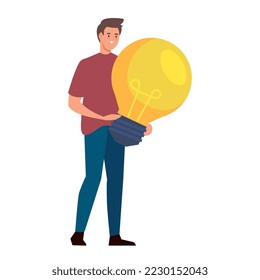 man holding one idea isolated icon