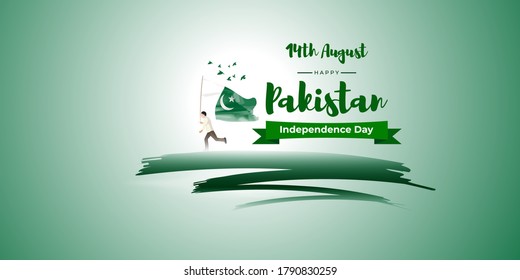 Man holding Pakistan flag. vector illustration for Pakistan independence day-14th August