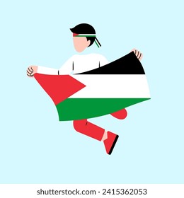 Un hombre con bandera palestina