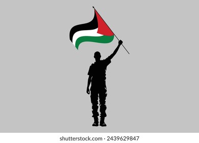 Un hombre sosteniendo la bandera de Palestina, bandera de Palestina, bandera original y simple de Palestina, ilustración vectorial de la bandera de Palestina