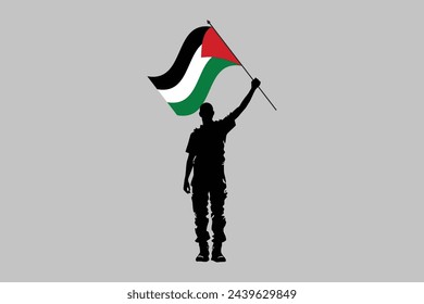 Un hombre sosteniendo la bandera de Palestina, bandera de Palestina, bandera original y simple de Palestina, ilustración vectorial de la bandera de Palestina