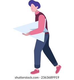 Hombre sujetando el plano de papel en el icono del vector de mano
