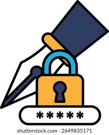 A man is holding a pen and a key, and the image is about security. The man is holding the pen and key in a way that suggests he is trying to unlock something