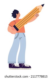 man holding pencil on white background
