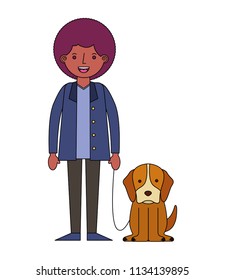 man holding pet dog characters
