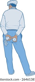 Man Holding Petanque Balls – Vintage Style Illustration of French Boules Player