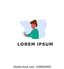 man holding a phone design flat 2d for ui/ux design
