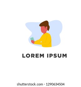 man holding a phone design flat 2d for ui/ux design