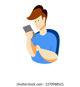 man holding phone flat style illustration