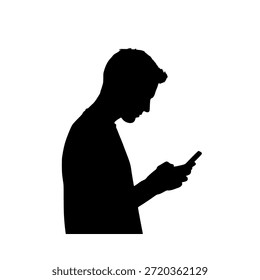 man holding a phone isolated vector silhouette