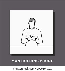 man holding phone one line continuous