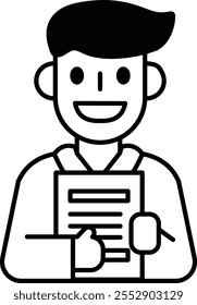 A man is holding a piece of paper and smiling