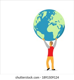 
man is holding the planet earth. Vector